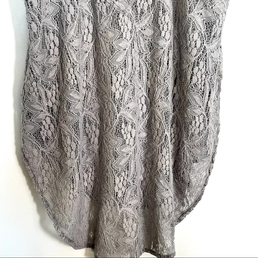 Free People Maisie Modern Mesh Lace Tunic Tank Top Gray Size S